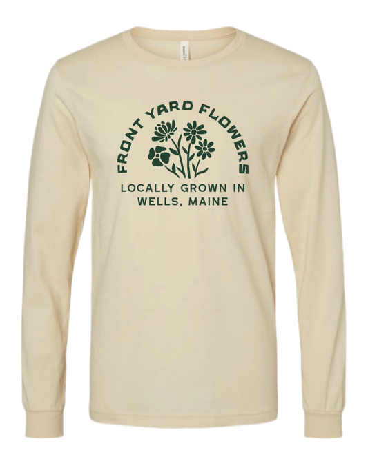 Long Sleeve Tee Cream w/Forest Green Logo