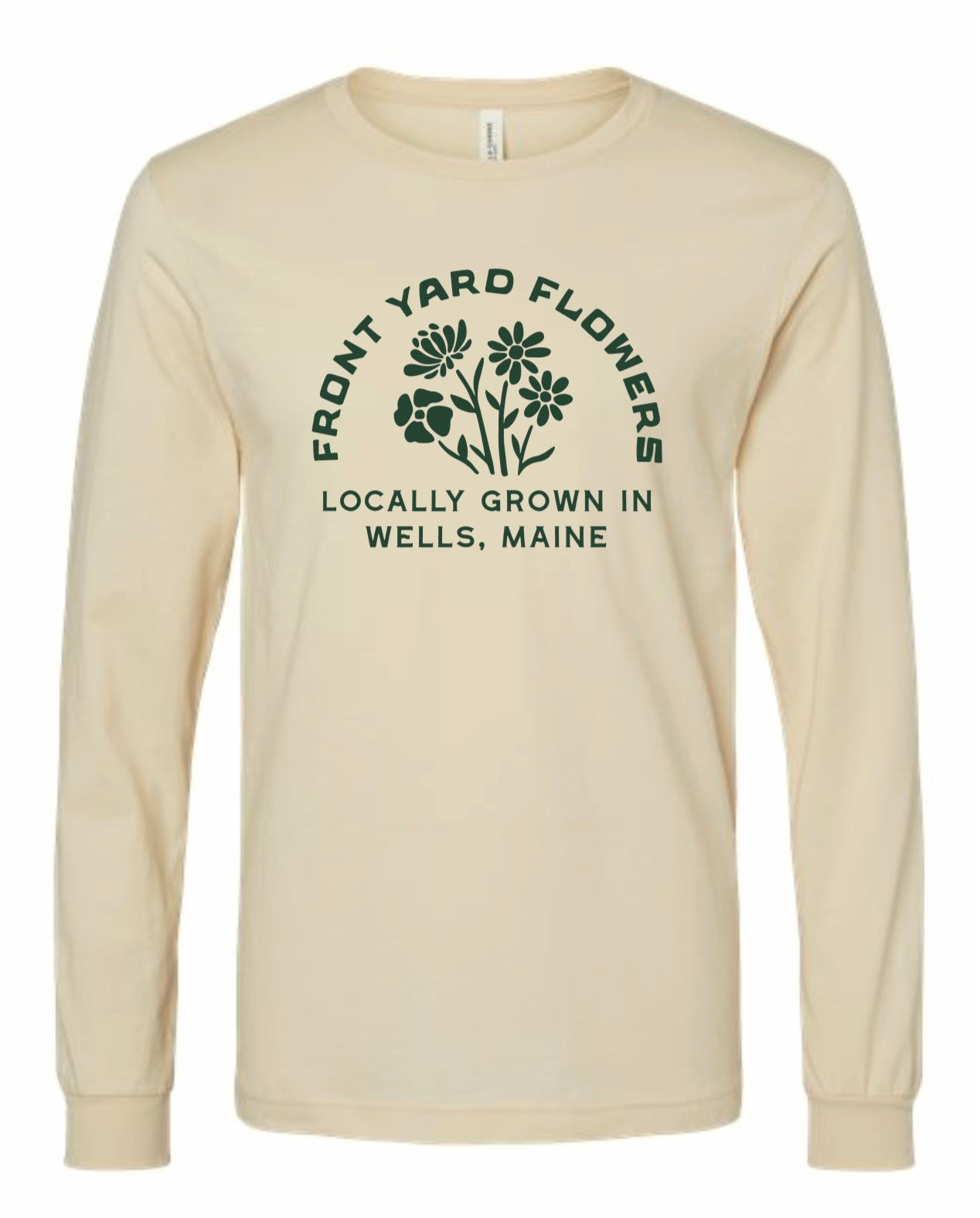 Long Sleeve Tee Cream w/Forest Green Logo