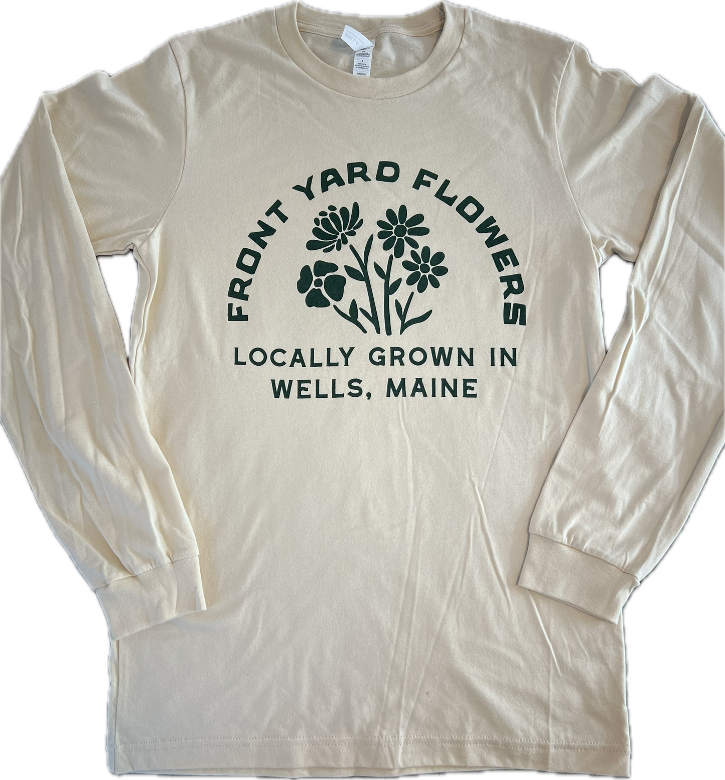 Long Sleeve Tee Cream w/Forest Green Logo